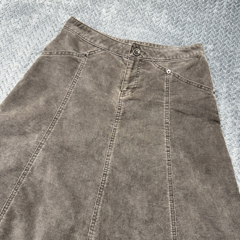 VTG Gap Corduroy Skirt 26" Brown Stretch Button Zip Academia Preppy 2005 - Picture 2 of 9
